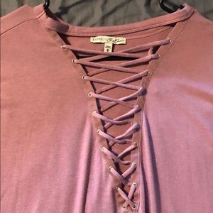 Express long sleeve lace up tee